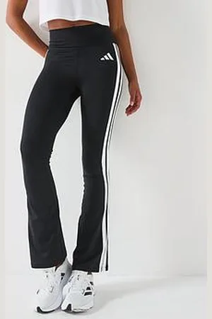 adidas Womens Training Optime Essentials 3 Stripe Flare Pants - Black
