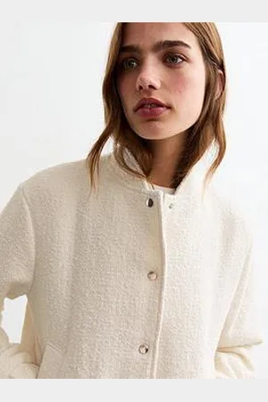 New Look Boucle Bomber Jacket - Off White