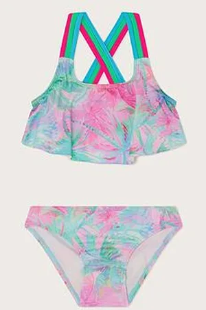 Monsoon Girls Splash Print Frill Bikini - Turquoise