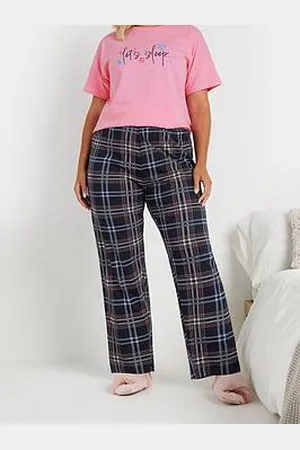 Yours Curve Check Wide Leg Pj Pant - Multi