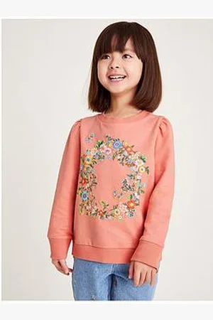 Monsoon Girls Coral Embroidered Sweater - Coral