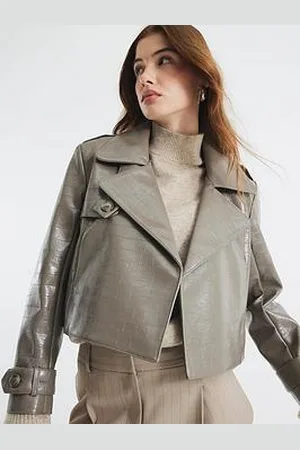 River Island Crop Trench - Stone
