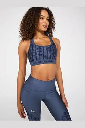Under Armour Womens Training Crossback Print Midi Support Sports Bra - Grey