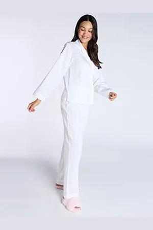 Boux Avenue Cotton Stripe Ls Revere & Pant Set
