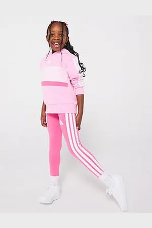 adidas Kids Girls Seasonal Essentials Tiberio 3-Stripes Fleece Leggings Set - Pink