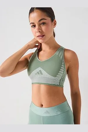 adidas Womens Training Knit Low Support Sports Bra - Green