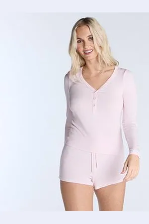 Boux Avenue Modal Ls Henley Top & Short Set - Powder
