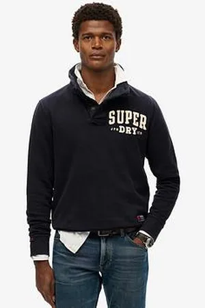 Superdry Vintage Athletic Logo Henley Crew Sweat Top