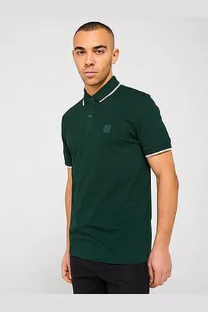 HUGO BOSS Passertip Slim Fit Short Sleeve Polo Shirt - Dark Green