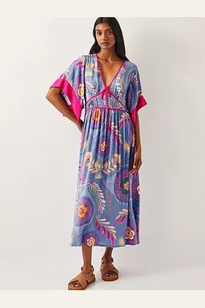Monsoon Monika Short Sleeve Floral Print Midi Dress
