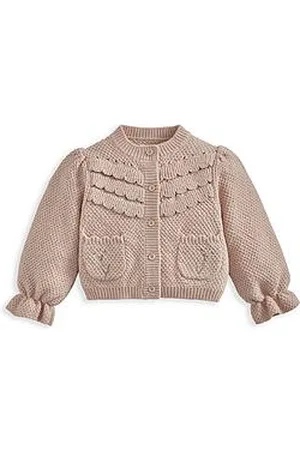 Mamas & Papas Baby Girls Embroidered Cardigan With Scallop Design