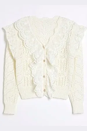 River Island Girls Lace Frill Cardigan