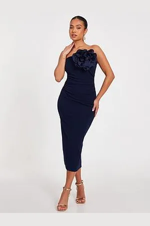 Quiz Petite Navy Corsage Midaxi Dress