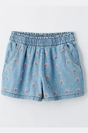 Very Girls Embroidered Paperbag Denim Shorts