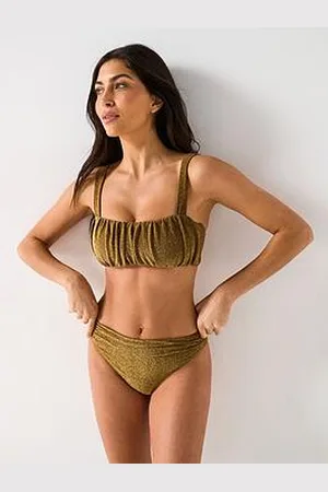 Very Ruched Lurex Shimmer Bikini Top