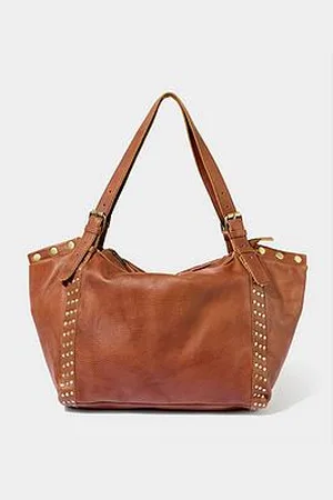 Joe Browns Soho Washed Leather Studded Bag - Tan