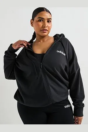 adidas Womens Essentials Linear Full-Zip French Terry Hoodie - Black