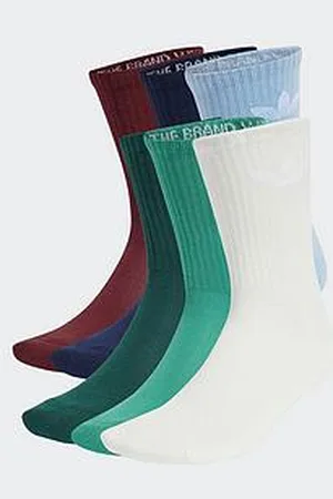 adidas Mens Trefoil Cushion Crew Socks 6 Pairs - White