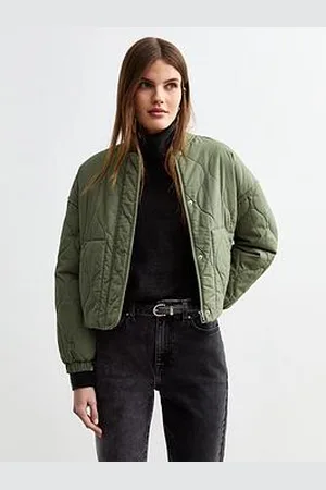 New Look Stitch Pattern Lightly Padded Bomber Jacket