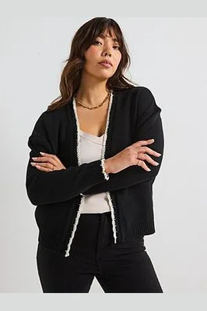 Very Contrast Stitch Edge To Edge Cardigan