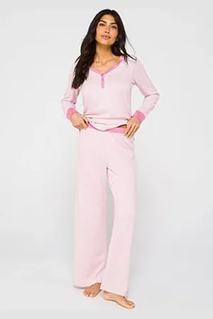 Very Stripe Henley Long Sleeve And Jogger Pj Set