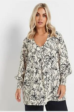 Yours Curve Floral Print V-Neck Blouse