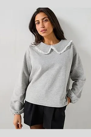 Very Broderie Collar Detail Sweatshirt