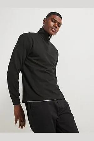 River Island Slim Fit Smart Pique 1/2 Zip Sweat Top