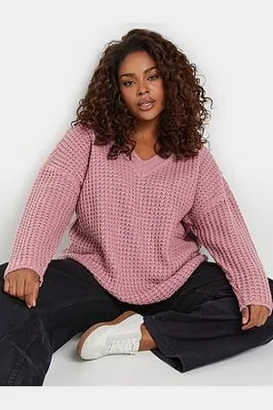 Yours Curve Waffle V Neck Jumper