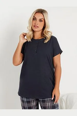 Yours Curve Placket Short Sleeve Pj Top