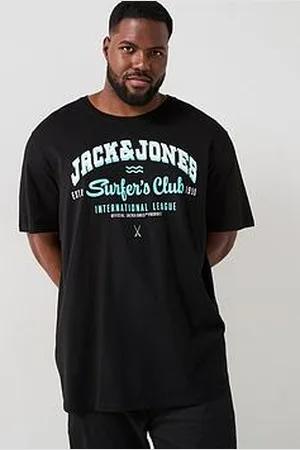 JACK & JONES Plus Size Logo T-Shirt - Black