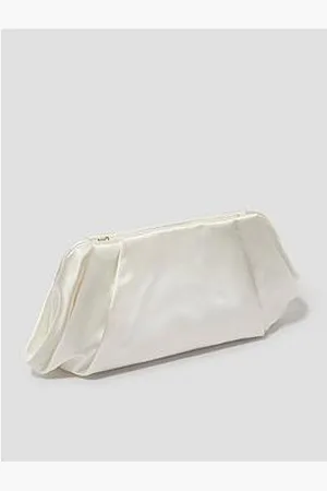 Monsoon Oona Satin Pleat Clutch - Ivory