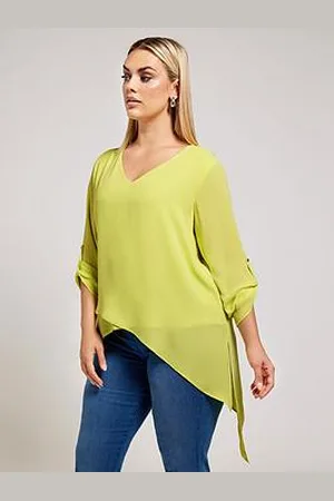 Yours Curve Asymmetric Hem Blouse - Yellow