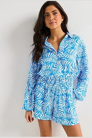 Very Printed Long Sleeve Beach Playsuit