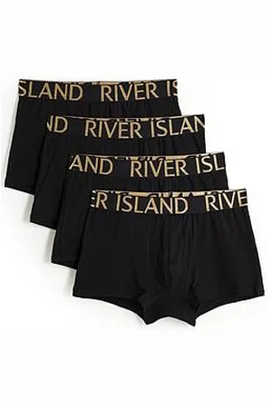 River Island 4 Pack Gold Metallic Large Ri Boxers