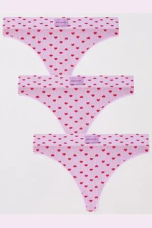 Everybody 3Pk Printed Seamless Ribbed Thongs