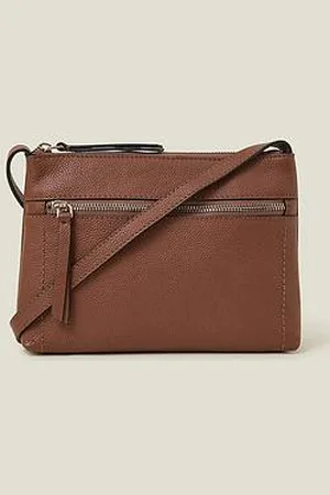 Accessorize Leather Zip Cross Body - Tan