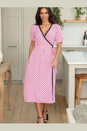 Pour Moi Laney Lace Trim Woven Wrap Midi Dress