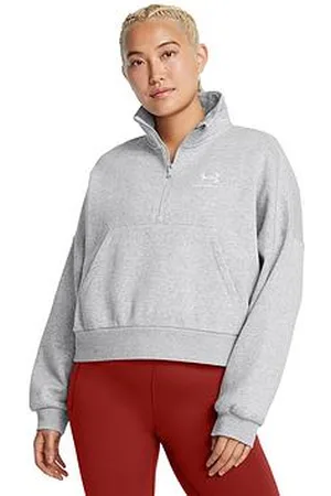 Under Armour Womens Training Icon Fleece Oversized 1/2 Zip - Grey