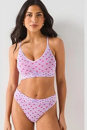 Everybody Seamless Ribbed Heart Print Bralet