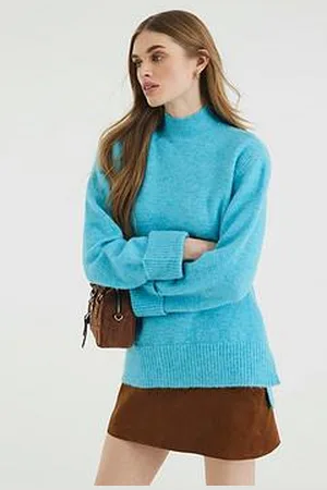 River Island Side Split Jumper - Turquoise