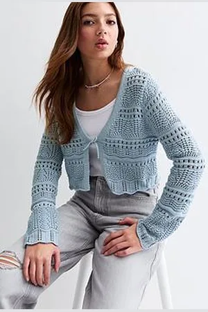 New Look Girls Tie Front Crochet Cardigan