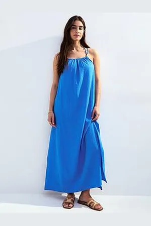 New Look Textured Beaded Strap Beach Maxi Dress
