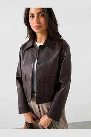 MANGO Button Down Faux Leather Jacket