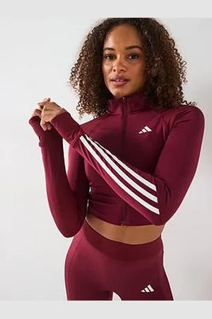 adidas Womens Training Hyperglam Full Zip Jacket - Burgundy
