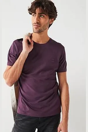 HUGO BOSS Tales Relaxed Fit Tonal Patch Logo T-Shirt - Purple
