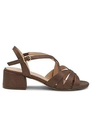 Paradox London Nerissa Wide Fit Shimmer Heeled Sandal - Bronze