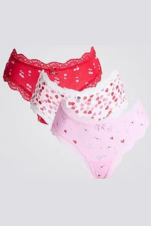 Boux Avenue Valentines Printed 3 Pack Briefs - Multicoloured