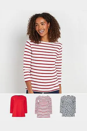 M&Co 3 Pack 3/4 Sleeve Crew Neck Tops