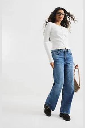 River Island Relaxed Straight Leg Jeans - Medium Denim
